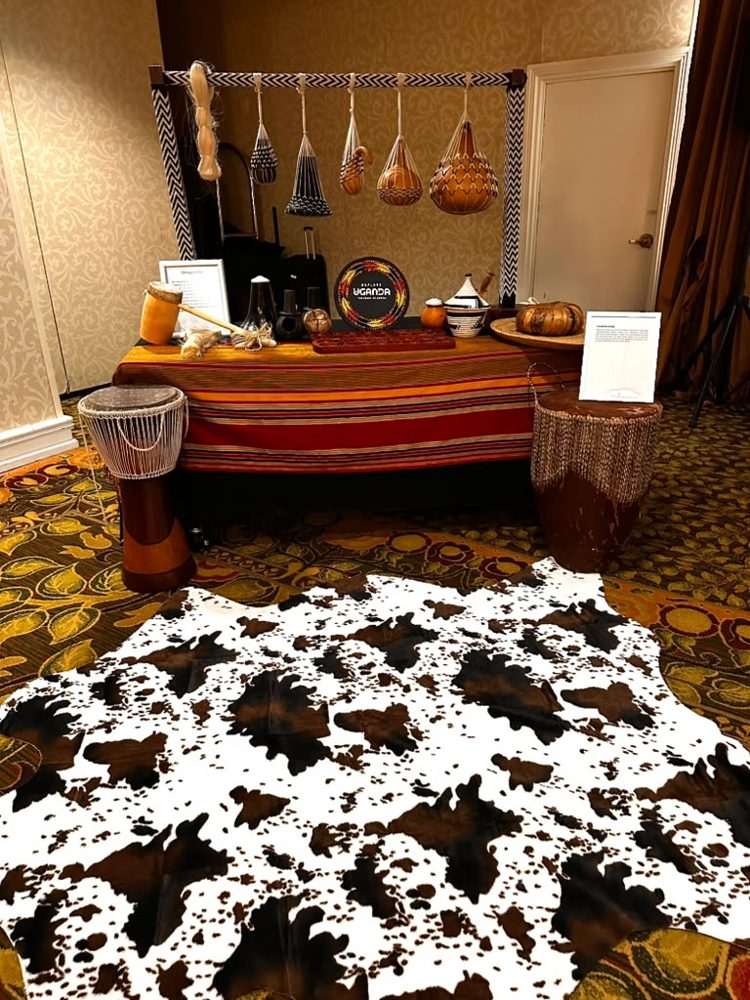 Ugandan cultural crafts and instruments on display